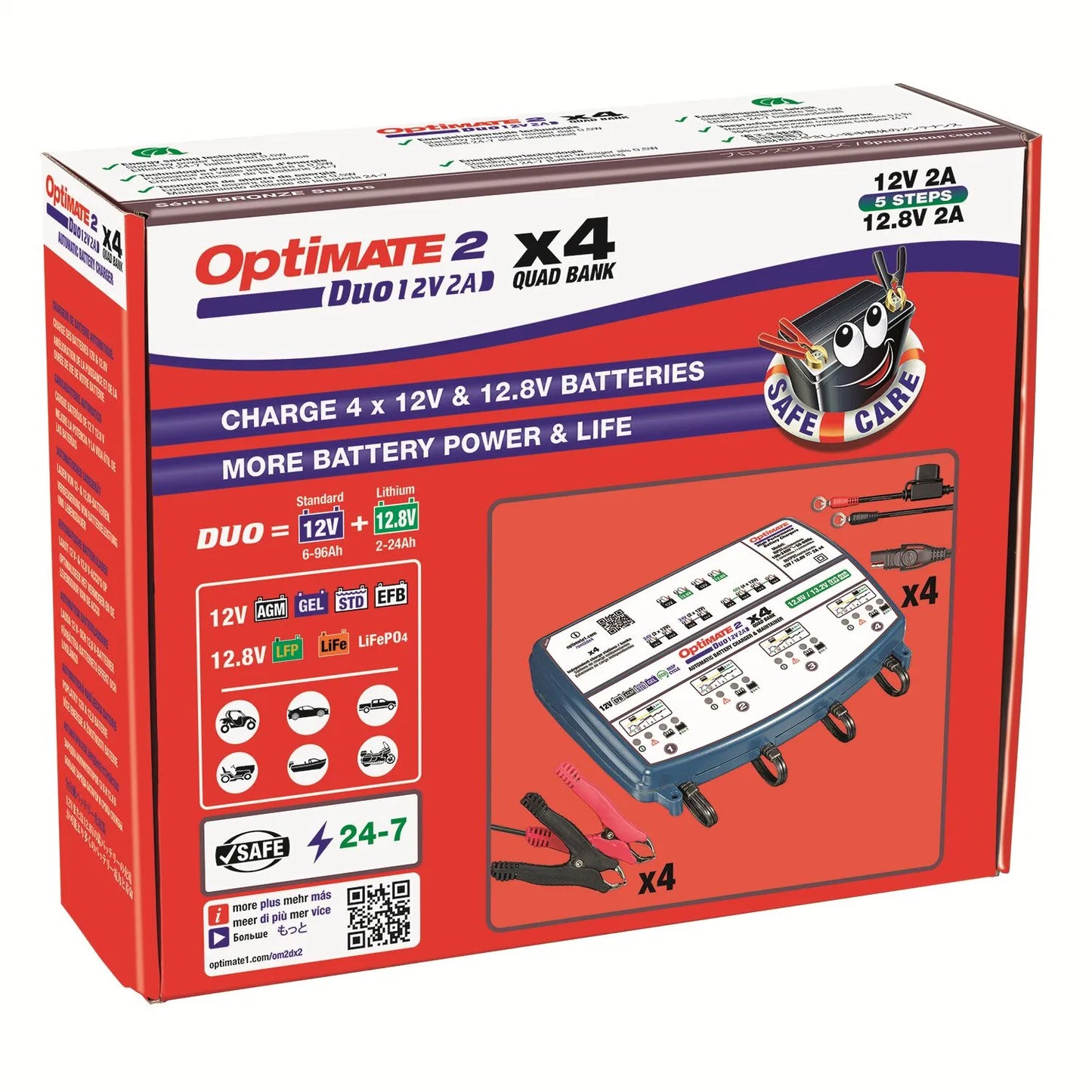 TECMATE OptiMate 2 DUO x 4 Bank Batteriladdare bild 8 PMMEDIA:ddb3b0d9e71b1a17