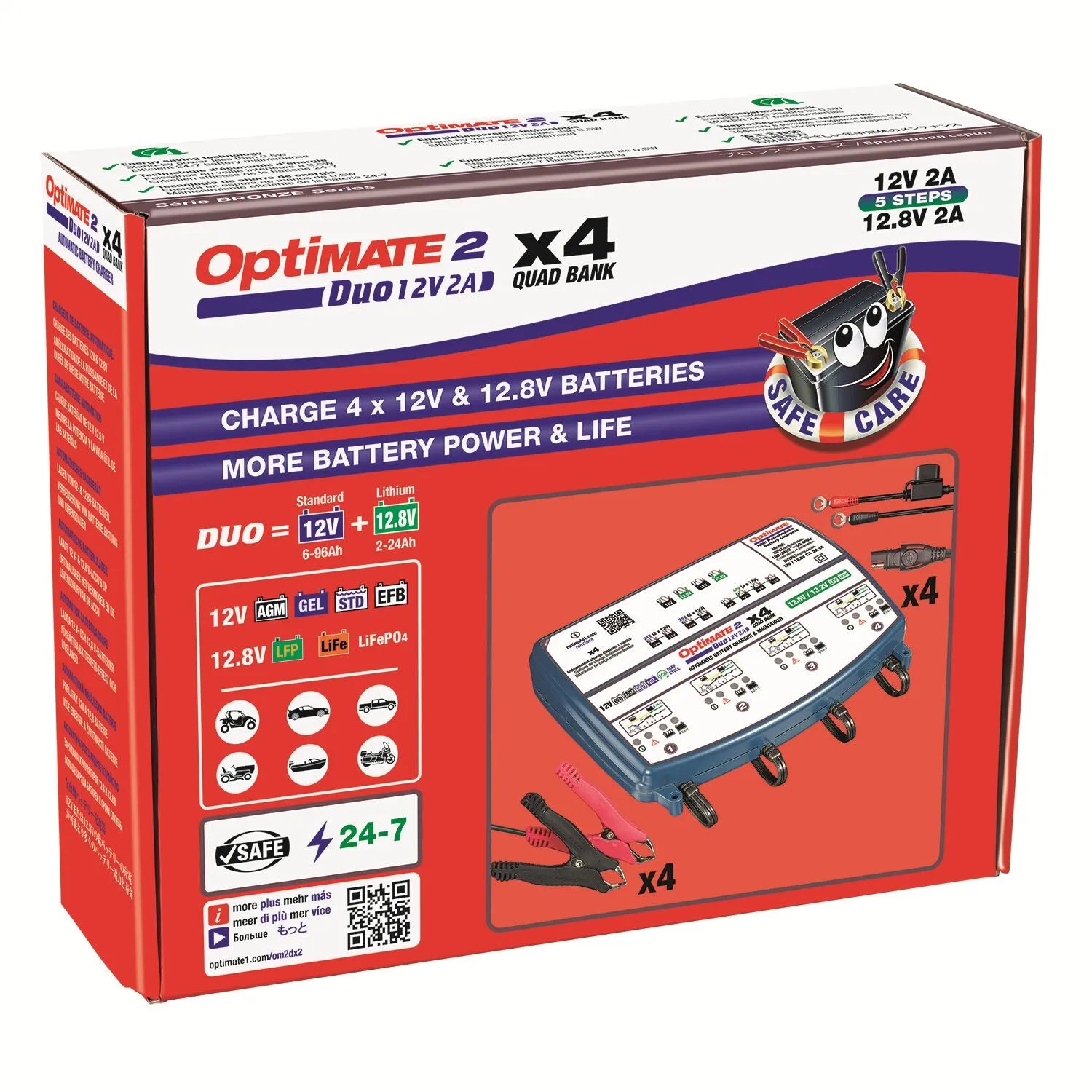 TECMATE OptiMate 2 DUO x 4 Bank Batteriladdare bild 8 PMMEDIA:ddb3b0d9e71b1a17