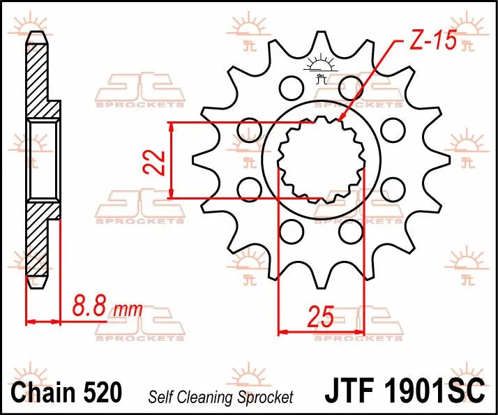 Jt Sprockets Front Sprocket MX Self-Cleaning, Lightweight Framdrev stål bild 10 PMMEDIA:56608a97e58c1dc2