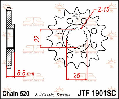 Jt Sprockets Front Sprocket MX Self-Cleaning, Lightweight Framdrev stål bild 10 PMMEDIA:56608a97e58c1dc2