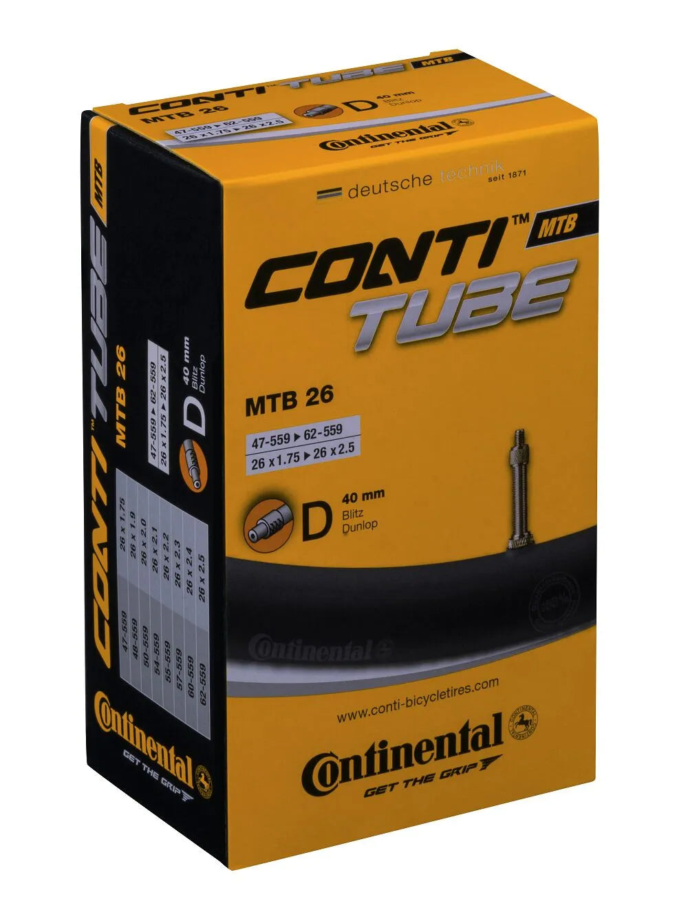CONTINENTAL ContiTube MTB-slang 26" 47-559 till 62-559 bild 1 PMMEDIA:ef5ce44b4e405087