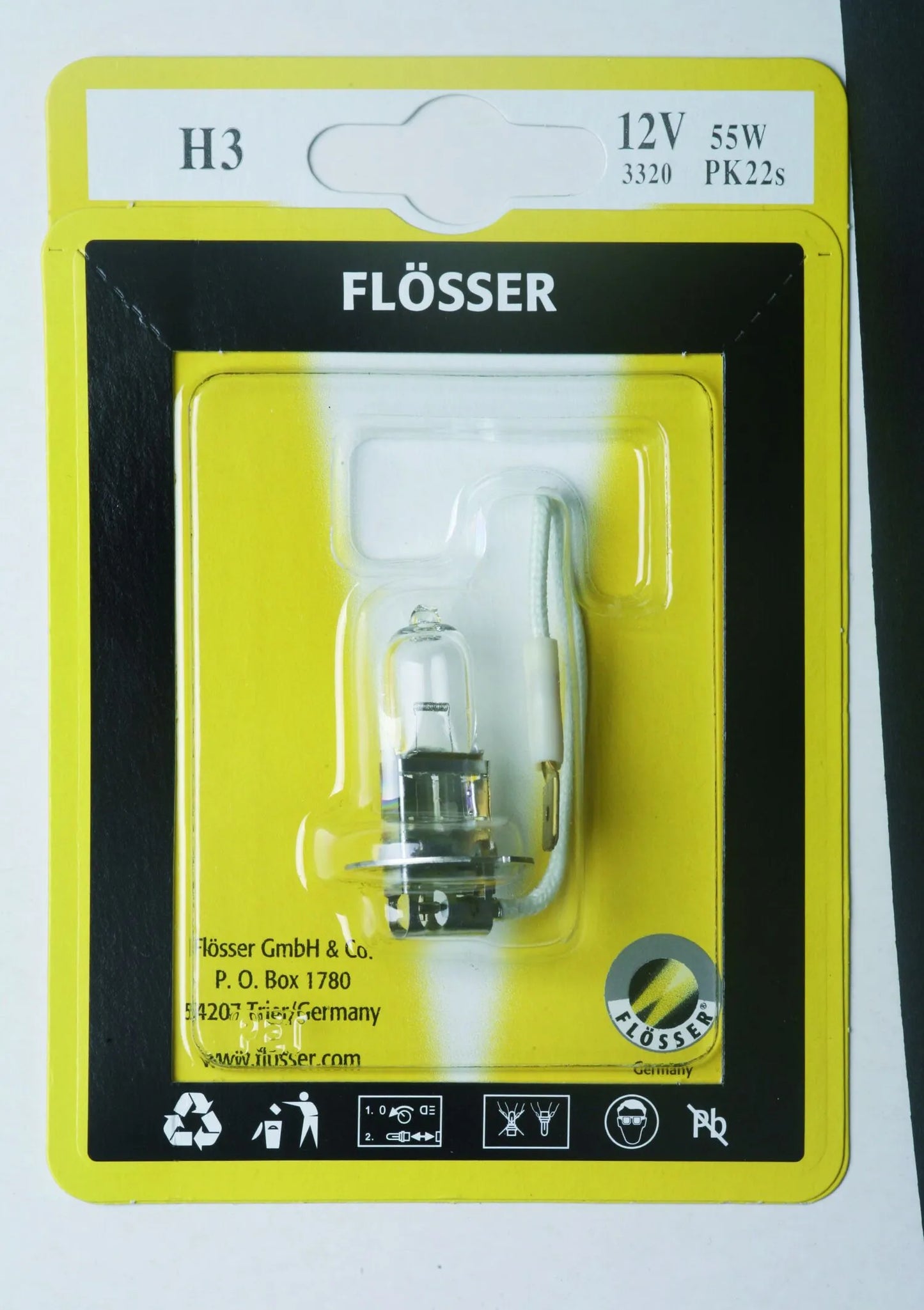 FLOSSER Halogen Strålkastar­lampa H3 12V 55W PK22S bild 1 PMMEDIA:2cbba68d280c14f5