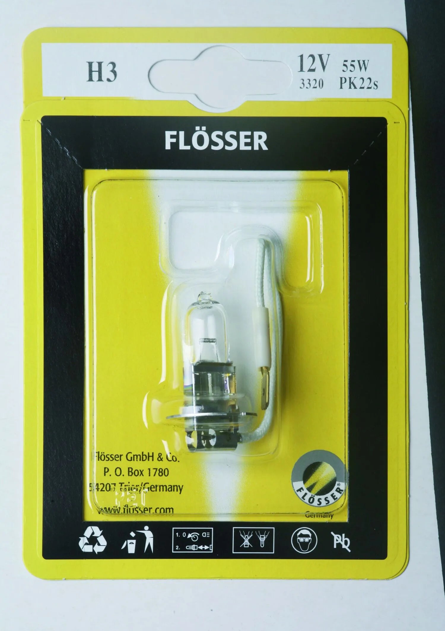 FLOSSER Halogen Strålkastar­lampa H3 12V 55W PK22S bild 1 PMMEDIA:2cbba68d280c14f5