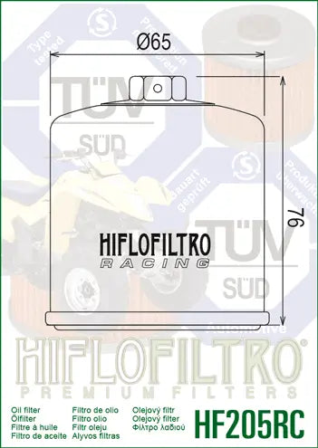 HIFLOFILTRO HF205 Racing Oljeilter bild 2 PMMEDIA:a2bc2f9bb175651f