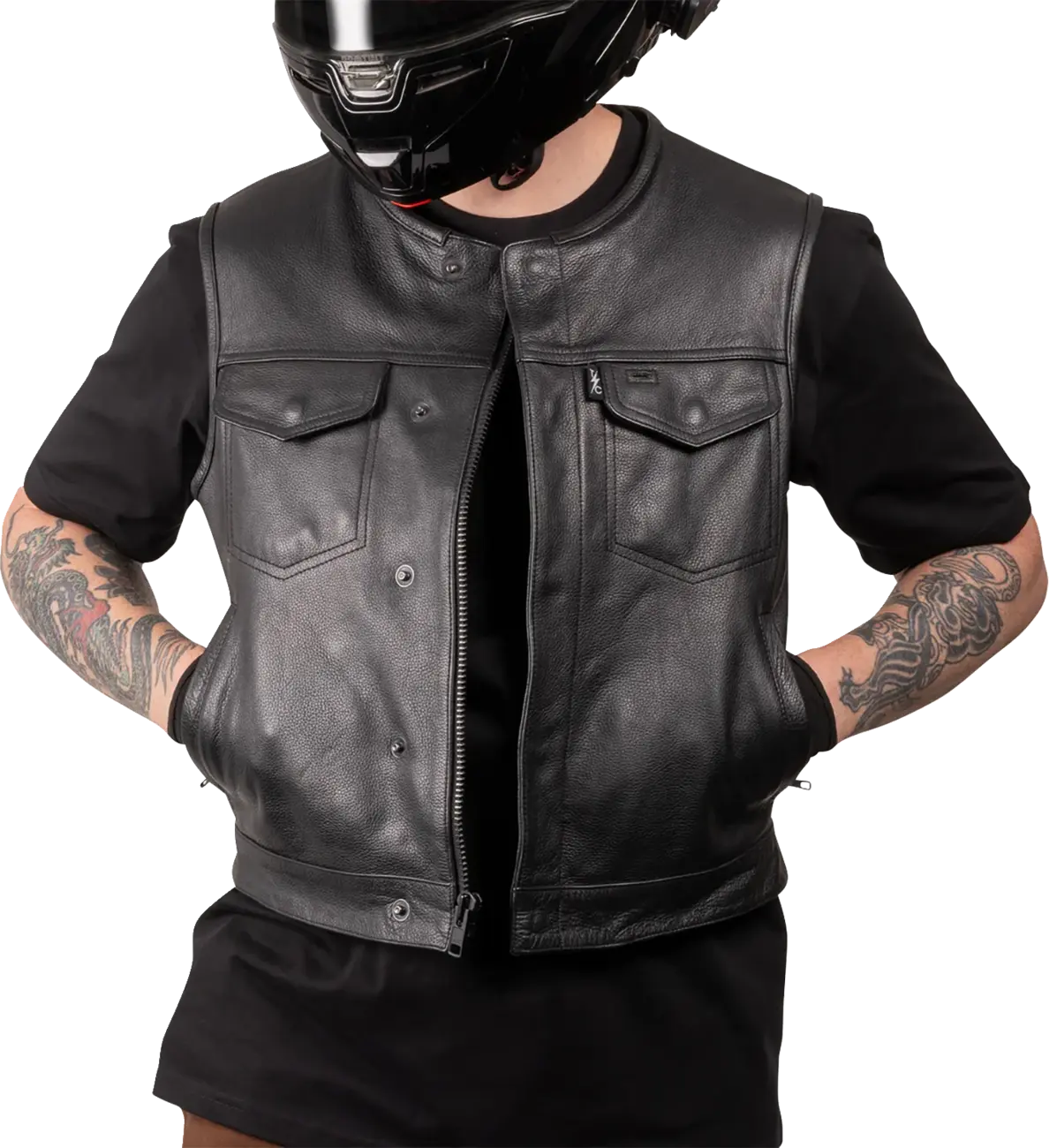 Thrashin Supply Co Encinal Leather Shorty Riding Vest Jacka textil herr bild 6 PMMEDIA:c6bd931496e1661e