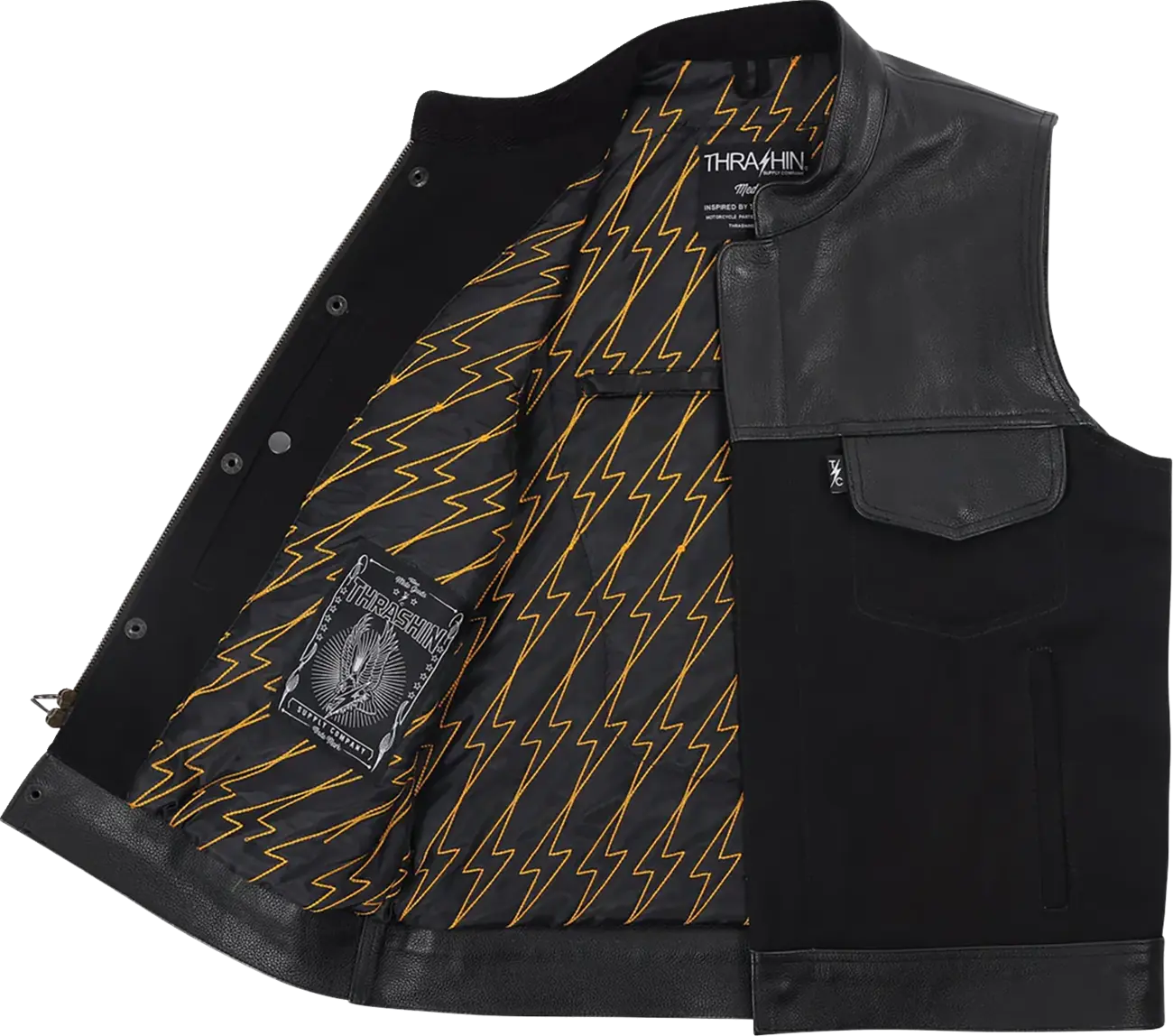 Thrashin Supply Co Kanan Leather/Denim Riding Vest Jacka textil herr bild 7 PMMEDIA:12674a8325b0a190