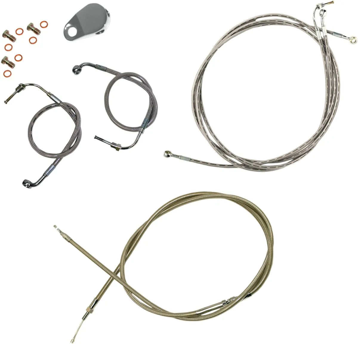 LA CHOPPERS Standard Stainless Braided Broms- och Kopplingskabelkit bild 1 PMMEDIA:5a9a663001a23b1c