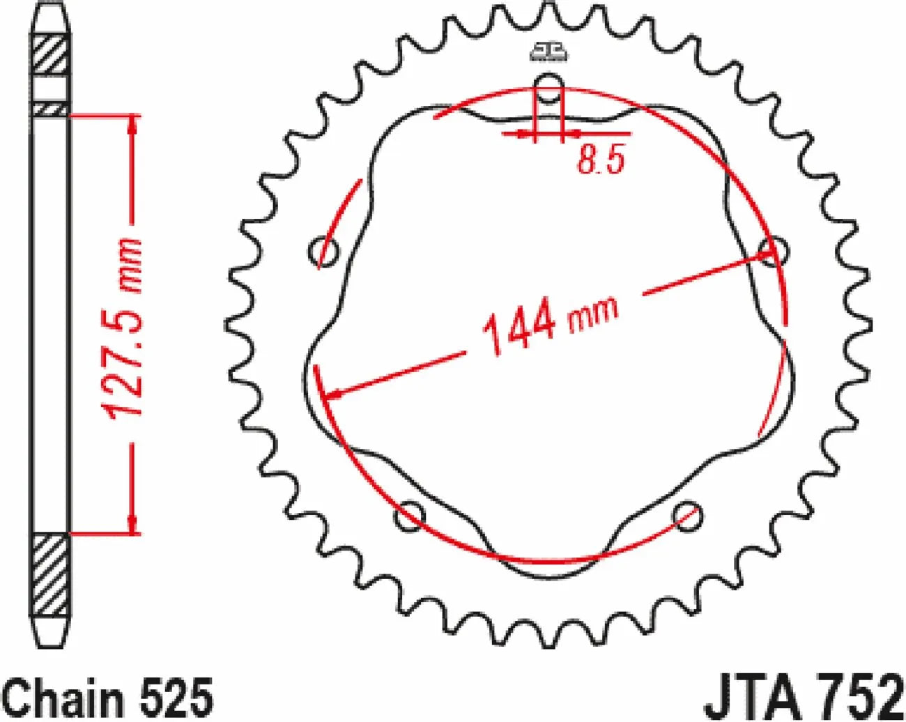 JT SPROCKETS Bakdrev Aluminium 41T 525 Svart bild 2 PMMEDIA:893517fd028d3b4b