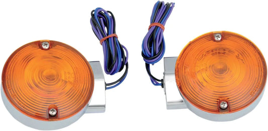 DRAG SPECIALTIES Touringsignaler med kromhus och bärnstenlins bild 1 PMMEDIA:3b48b4fb226bf479