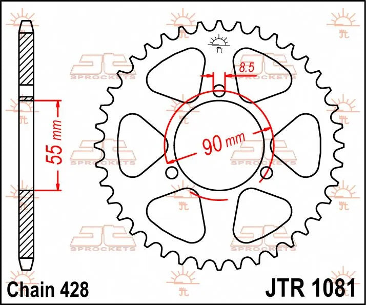 JT SPROCKETS Bakdrev Stål 46T 428 bild 2 PMMEDIA:a05548a1851945c9